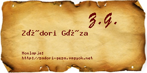 Zádori Géza névjegykártya