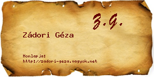 Zádori Géza névjegykártya